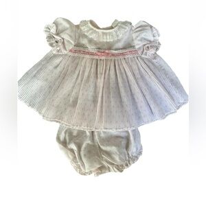 JC Penney Toddle Time girls size 1 dress‎ & bloomers white pink floral Vintage